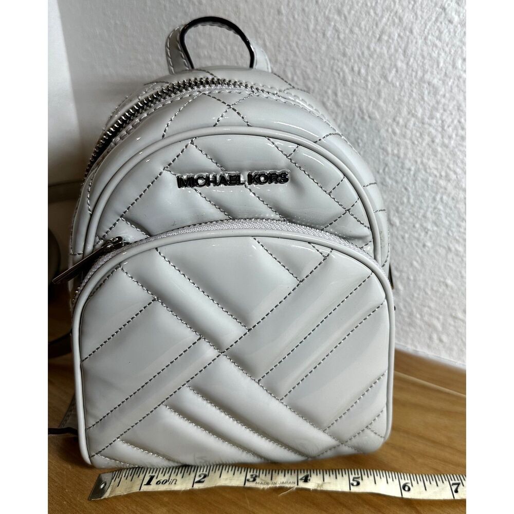 Michael Kors Abbey Mini Optic White Quilted Backpack NWOT - Picture 5 of 7
